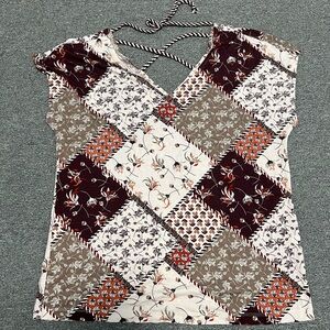 Elegant Patchwork V-Neck Blouse